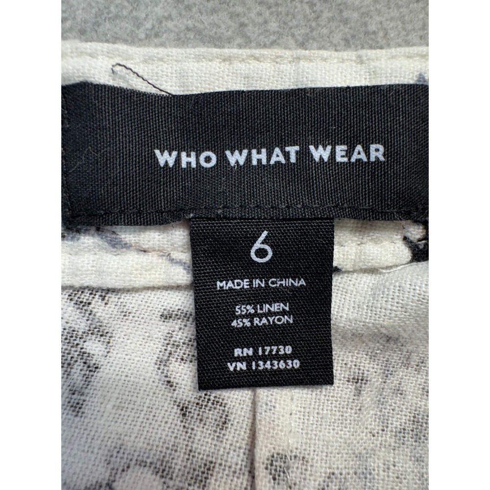 Who What Wear Women's Size 6 Black Cream Floral Linen Blend Pleated Midi Skirt - Picture 8 of 9